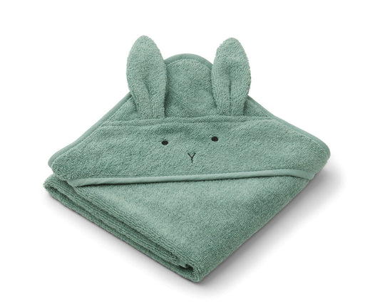 Liewood - Albert Hooded Towel - Håndkle - Rabbit Peppermint - HIBABY Babypakke