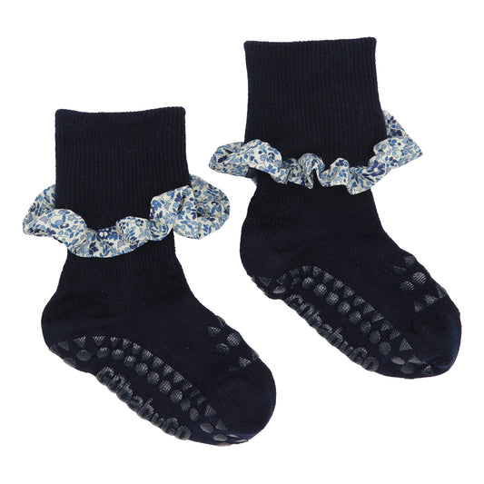GO BABY GO - LIMITED EDITION - Non-slip socks - Bamboo - Liberty Dark Blue - Katie and Millie Blue - HIBABY Babypakke
