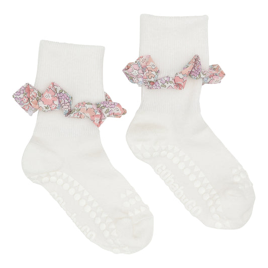 GO BABY GO - LIMITED EDITION - Non-slip socks - Bamboo - Liberty Off White - Michelle pink - HIBABY Babypakke